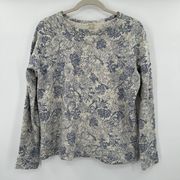 Barbour Dalgetty Overlay Blue Gray Floral Crew Neck Sweatshirt Sz 8