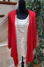 French Laundry Womens Polyester Red Long Sleeve Cardigan Sweater Size 18/20