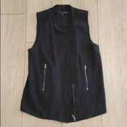 New Harvè Benard Black Vest with Pleat/Ribbed Detailing