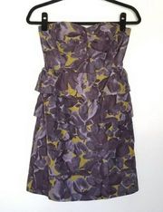 J. Crew 100% Silk tiered Dress Watercolor Floral Size 4