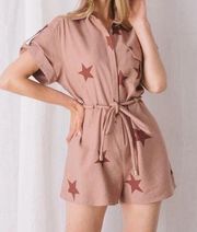 NWOT  Star Printed Belted Romper