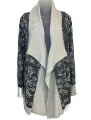 Mudd Cream and Gray  Long Sleeve Open Front Cardigan Sweater Size Small