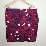 Charter Club Red, White and Blue large floral pencil skirt