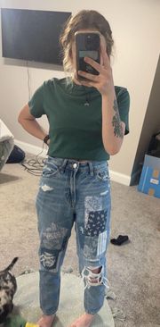 Patched Mom Jeans