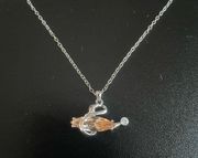 Orange Crystal swan necklace