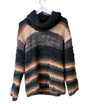 Moth Anthropologie Murray Striped Cowl Neck Sweater Size S Wool Mohair Gray