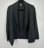 Market Spruce Cardigan Sweater‎ Gray Long Sleeve Open Front Tight Knit Zipper S