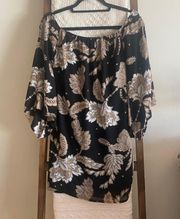 NWOT  black & neutral floral paisley shift dress