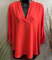 Lush, Red sheer, three-quarter sleeve blouse size M