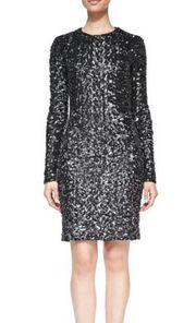 Adrienne Black Sequin Long Sleeve Dress Size Medium EUC