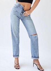 NWT Ksubi Playback Skream Trashed Jeans High Rise Relaxed Straight 28
