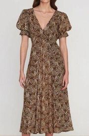 Maggie Midi Dress Leopard Sz 6