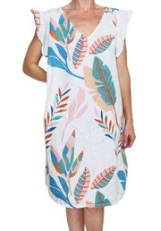 Colorful Feather NatureAbstract Linen Short Dress