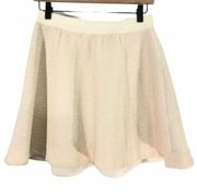 Elizabeth And James Womens Size 4 Mid Rise Textured A Line Skirt Cream Skater