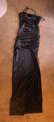 Windsor Long Black Satin Dress