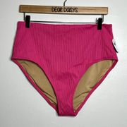 Old Navy Pink Ribbed High Waisted Bikini Bottoms