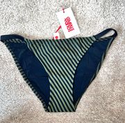 NWT  The Morgan Bikini Bottom In Olive Micro Stripe