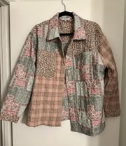 Pink And Green Patchwork Quilted Jacket