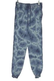 Knox Rose Women’s Jogger Pants Blue Tie Dye Embroidered Drawstring Size M