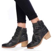 distressed ankle boots - black