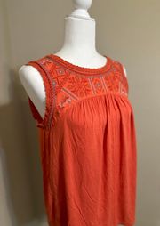 Embroidered Orange Blouse Size Small