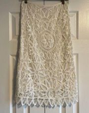 Calypso Women’s White Mid Calf Lace Skirt