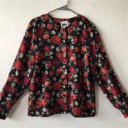LESLIE FAY sportswear Womens Classic Blouse Size 14 Floral Buttoned Down