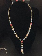 New Nicole Miller Multi-color stones Y necklace &