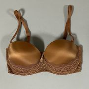 Auden Brown Full-Coverage Push-Up Lace  Balconette Bra Bralette Brassiere Bustier Lingerie Size 34C 🤎