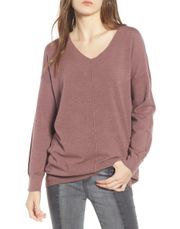 Seam Detail Pullover Tunic Sweater in Heathered Mauve