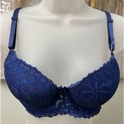 New Boutique Blue Lace Bra With Push-up Padding. Size B cup