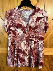 Wonderly Julianna Crepe button down BOHO tunic Size XL (3219)