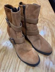 Donald Pliner Darby Womens Brown Suede Buckle Side Zip Heel Boot Size 10M S5