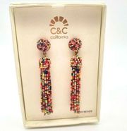 C&C California Glass Beaded Dangle earrings NWT