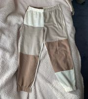 brown color block sweatpants