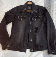 Distressed Black Denim Jacket