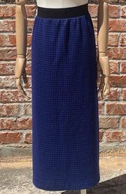 Cha Cha Vente black/blue houndstooth print midi skirt / 2X / Excellent condition