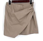 MNG by Mango Women's Faux Leather Asymmetrical Lined Mini Skirt Taupe Size Small