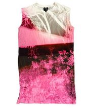 Alexander McQueen McQ Photo Print T-Shirt Dress Pink White