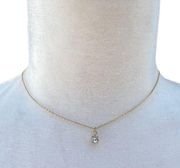 LOFT Crystal Solitaire Pendant Goldtone Necklace Adjustable 15 inch to 17‎ inch