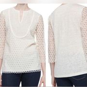 Tory Burch cream eyelet tali top blouse Easter spring