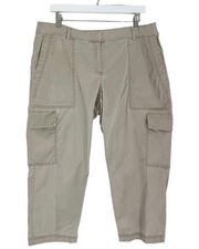 Women’s Crop Cargo Pants in Khaki Tan Color Size Large