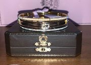 Retro Juicy Couture Pam & Gela Faux Pearl Silver Crystal Gold Hardware Bracelet