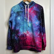 Galaxy All Over Print Hoodie Space Small/Medium could be unisex check meas.