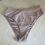 Gymshark: Nude  Ribbed High Rise Bikini Bottoms