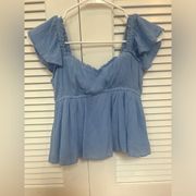 hollister blue babydoll top