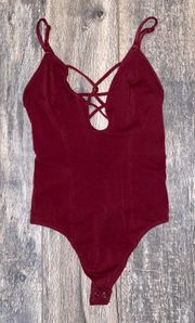 EXPRESS Burgundy Body Suit