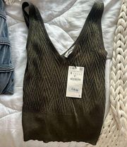 zara knit green tank