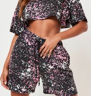 Missguided Black Acid Wash Elasticated Shorts