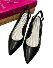 EASY STREET Faye Slingback Kitten-Heel Pumps $60 US Size 9 M Black Patent New